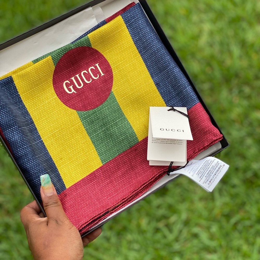 Authentic Gucci Rainbow Silk Scarf